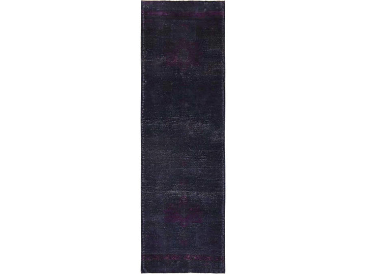 2'8" x 9'3" Vintage Hand Knotted Overdyed Wool Runner Oriental Rug - MOA1021676