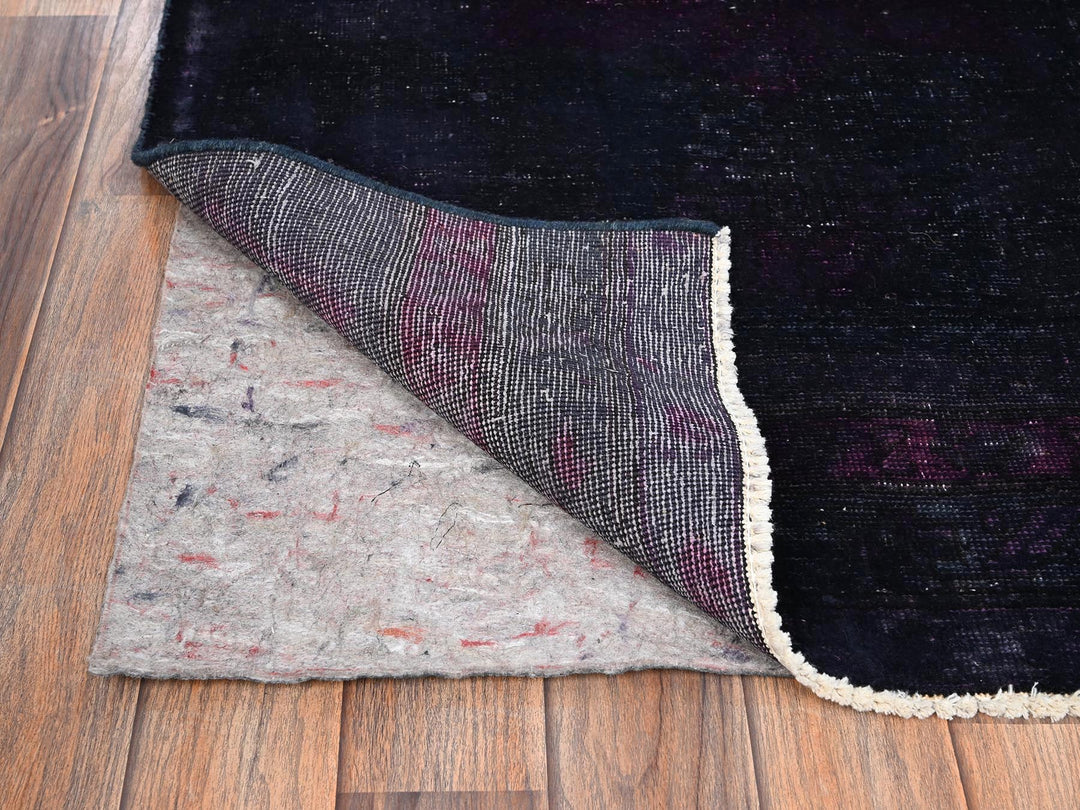 2'8" x 9'3" Vintage Hand Knotted Overdyed Wool Runner Oriental Rug - MOA1021676