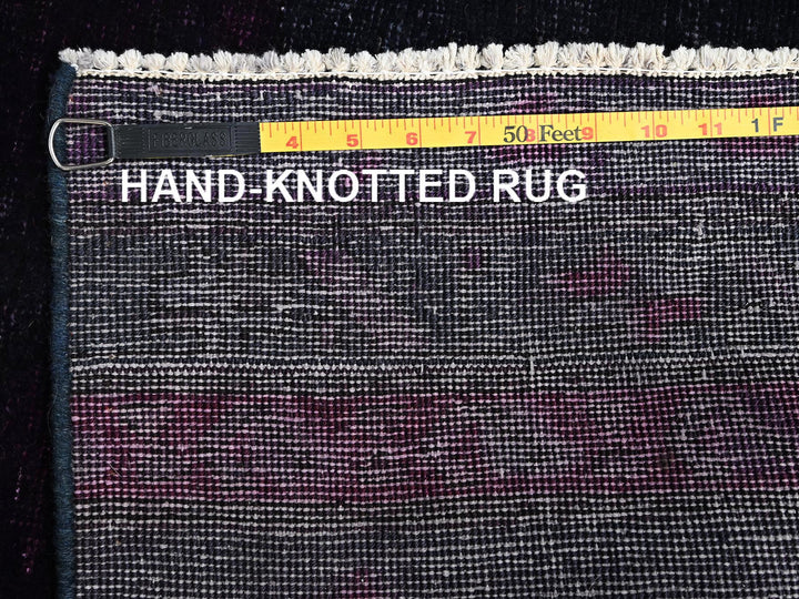 2'8" x 9'3" Vintage Hand Knotted Overdyed Wool Runner Oriental Rug - MOA1021676