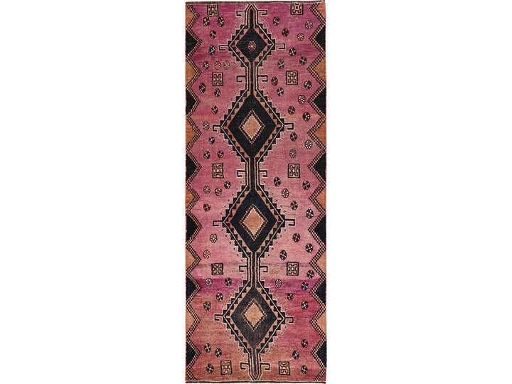 2'10" x 8'0" Vintage Hand Knotted Pink Wool Runner Oriental Rug - MOA1021678