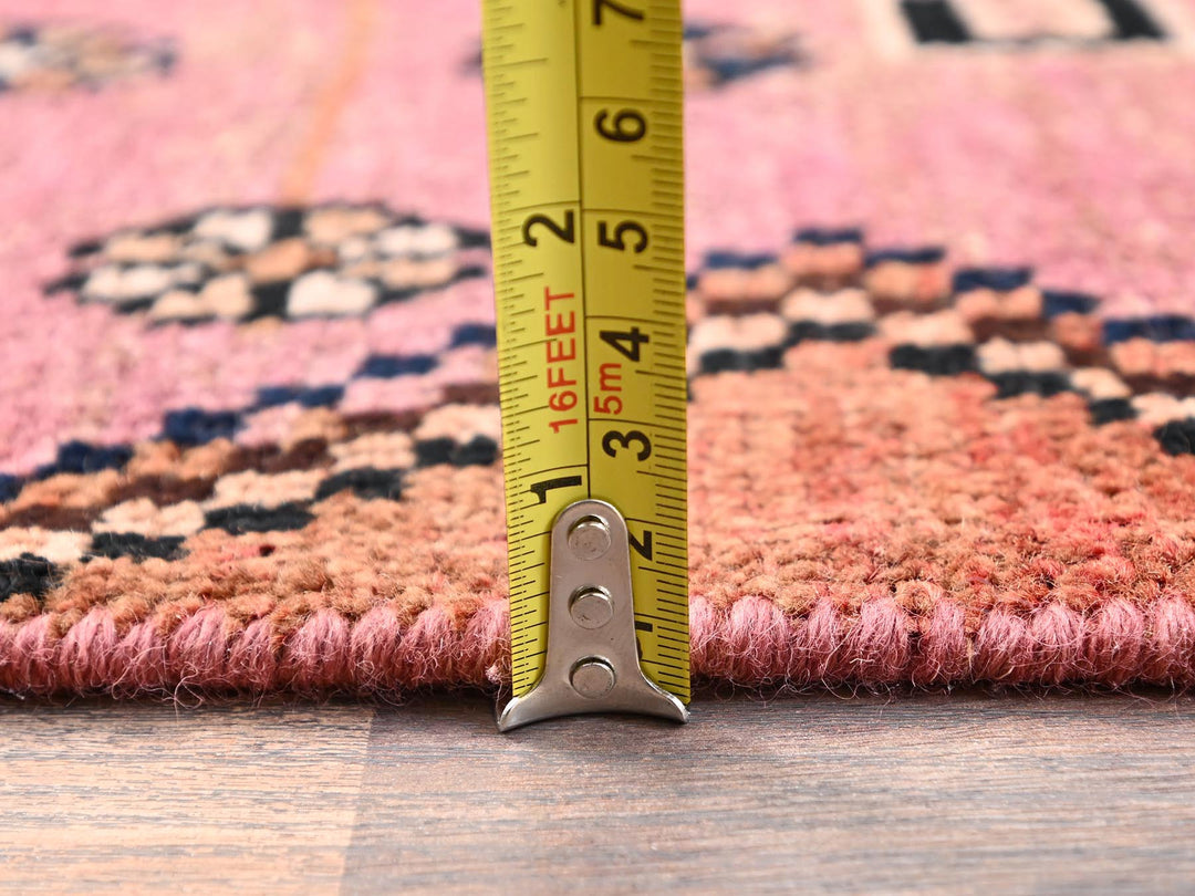 2'10" x 8'0" Vintage Hand Knotted Pink Wool Runner Oriental Rug - MOA1021678