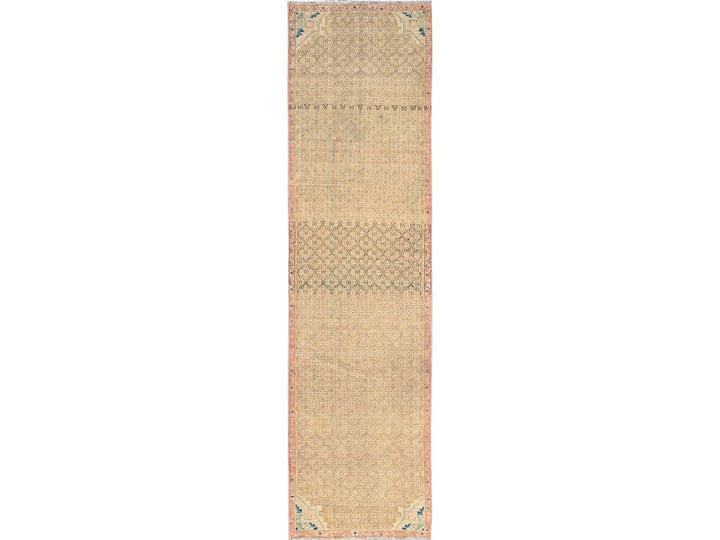 2'5" x 9'3" Vintage Hand Knotted Brown Wool Runner Oriental Rug - MOA1021679