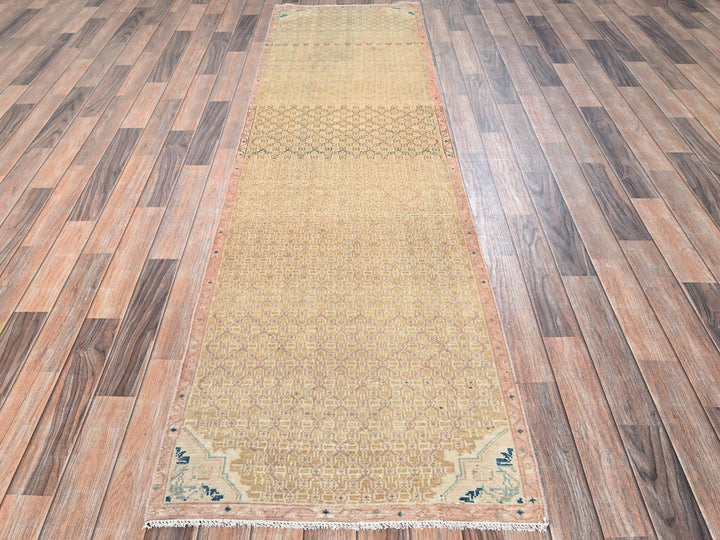 2'5" x 9'3" Vintage Hand Knotted Brown Wool Runner Oriental Rug - MOA1021679