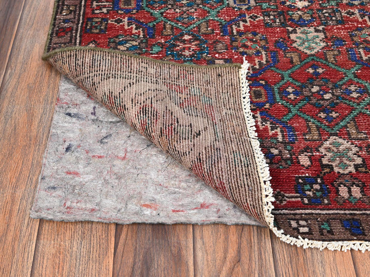 2'10" x 9'3" Vintage Hand Knotted Red Wool Runner Oriental Rug - MOA1021682