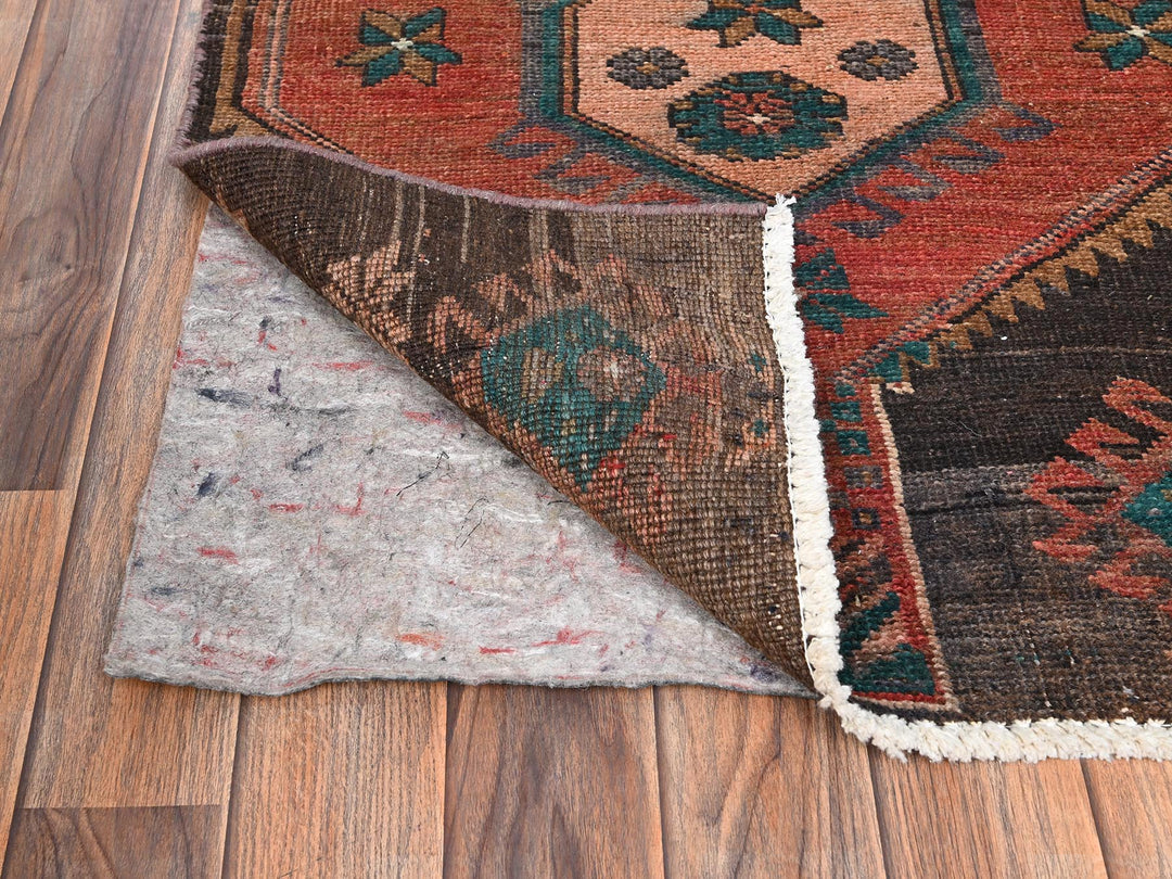 2'5" x 11'1" Vintage Hand Knotted Brown Wool Runner Oriental Rug - MOA1021683