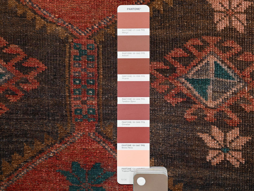 2'5" x 11'1" Vintage Hand Knotted Brown Wool Runner Oriental Rug - MOA1021683