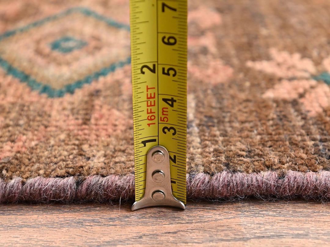 2'5" x 11'1" Vintage Hand Knotted Brown Wool Runner Oriental Rug - MOA1021683