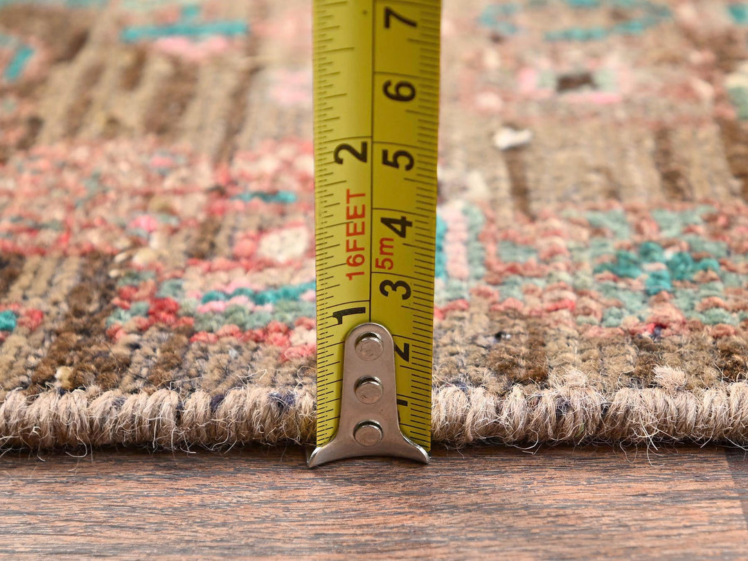 2'6" x 8'7" Vintage Hand Knotted Brown Wool Runner Oriental Rug - MOA1021684