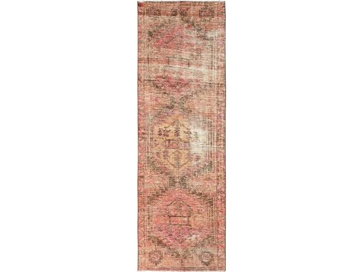 2'9" x 9'1" Vintage Hand Knotted Brown Wool Runner Oriental Rug - MOA1021685