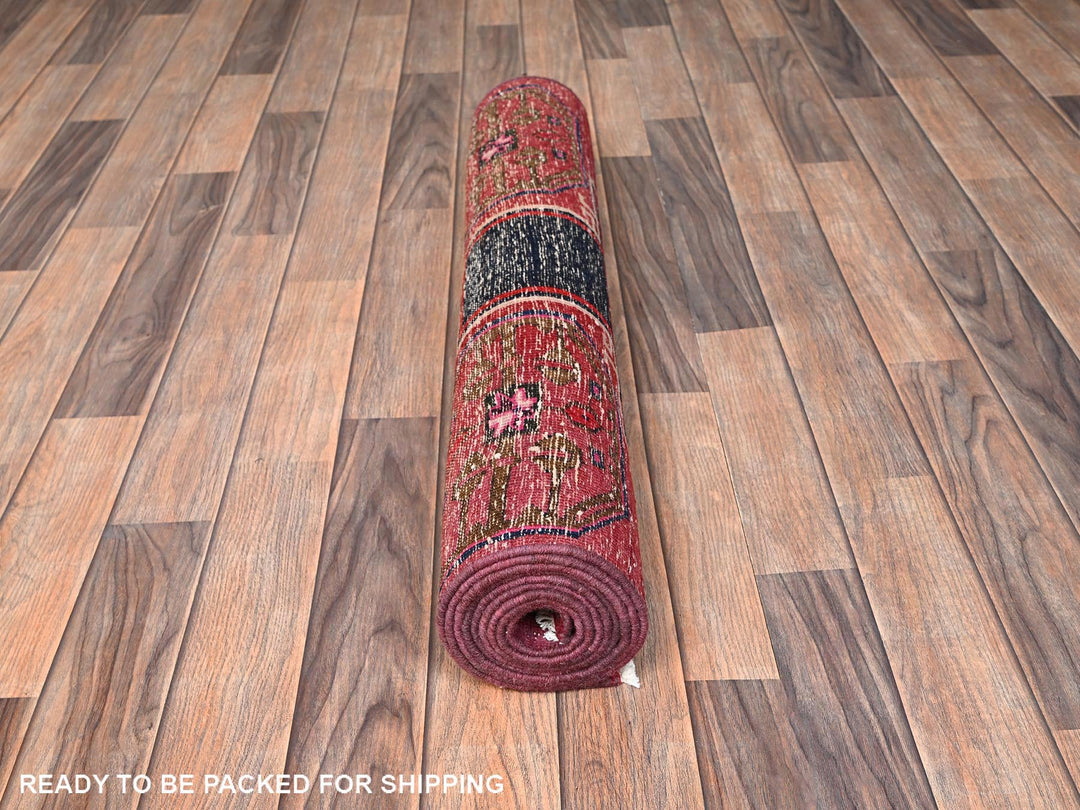 3'1" x 8'10" Vintage Hand Knotted Pink Wool Runner Oriental Rug - MOA1021686