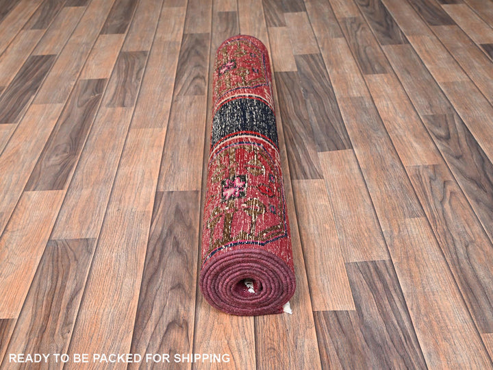 3'1" x 8'10" Vintage Hand Knotted Pink Wool Runner Oriental Rug - MOA1021686