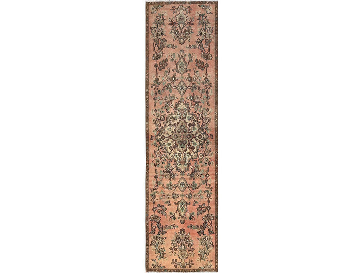 2'9" x 8'8" Vintage Hand Knotted Pink Wool Runner Oriental Rug - MOA1021687