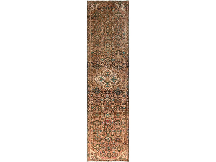 2'5" x 9'7" Vintage Hand Knotted Brown Wool Runner Oriental Rug - MOA1021694