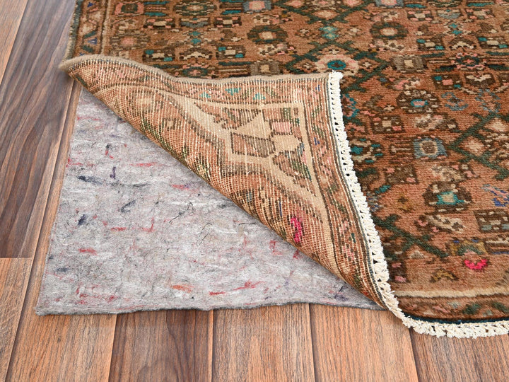 2'5" x 9'7" Vintage Hand Knotted Brown Wool Runner Oriental Rug - MOA1021694
