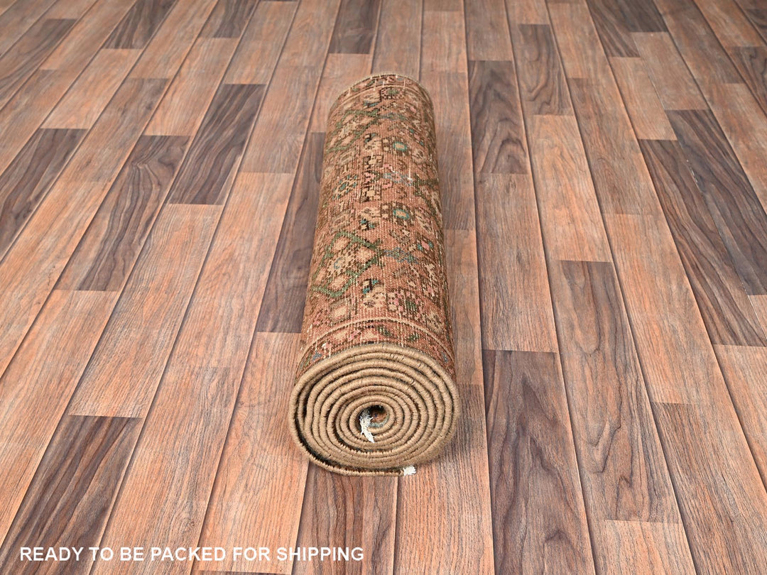 2'5" x 9'7" Vintage Hand Knotted Brown Wool Runner Oriental Rug - MOA1021694