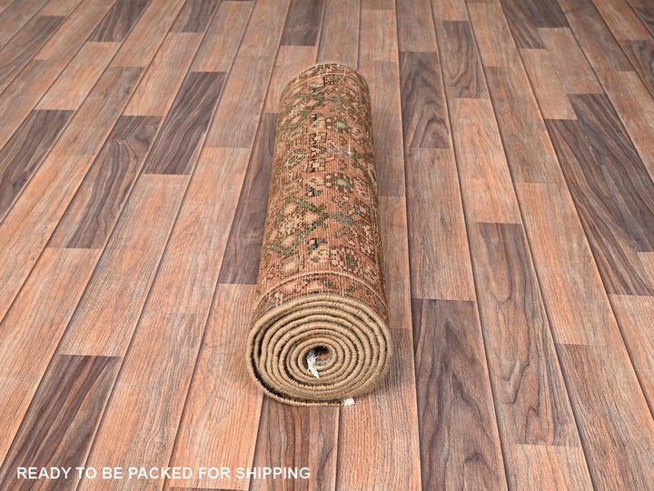 2'5" x 9'7" Vintage Hand Knotted Brown Wool Runner Oriental Rug - MOA1021694