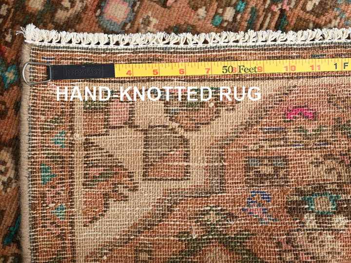 2'5" x 9'7" Vintage Hand Knotted Brown Wool Runner Oriental Rug - MOA1021694