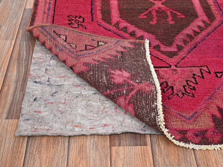 2'11" x 9'0" Vintage Hand Knotted Overdyed Wool Runner Oriental Rug - MOA1021696
