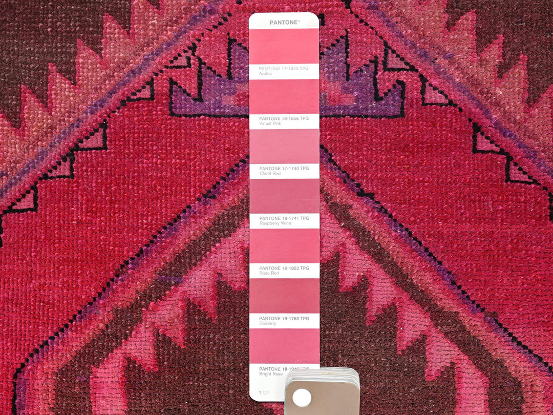 2'11" x 9'0" Vintage Hand Knotted Overdyed Wool Runner Oriental Rug - MOA1021696