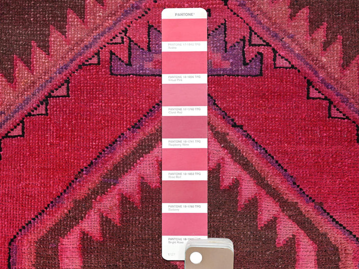 2'11" x 9'0" Vintage Hand Knotted Overdyed Wool Runner Oriental Rug - MOA1021696