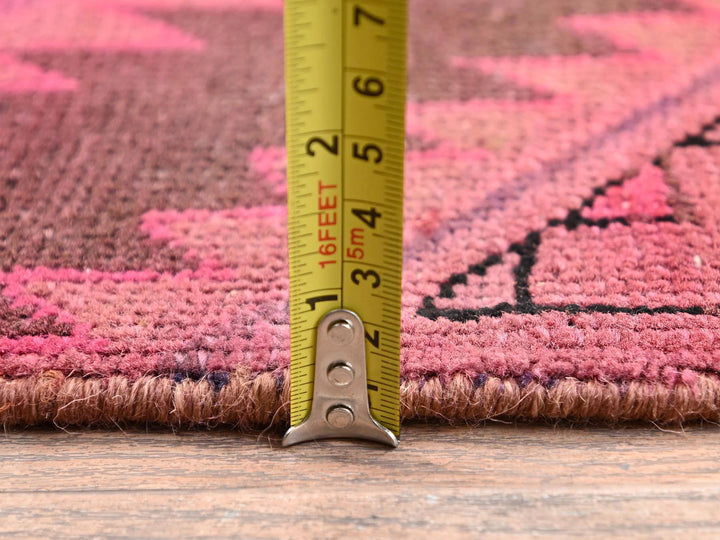 2'11" x 9'0" Vintage Hand Knotted Overdyed Wool Runner Oriental Rug - MOA1021696