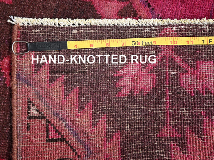 2'11" x 9'0" Vintage Hand Knotted Overdyed Wool Runner Oriental Rug - MOA1021696