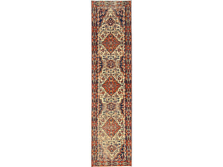 2'2" x 8'5" Vintage Hand Knotted Ivory Wool Runner Oriental Rug - MOA1021698