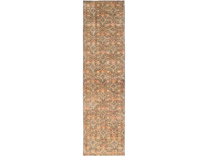 2'5" x 9'7" Vintage Hand Knotted Brown Wool Runner Oriental Rug - MOA1021700