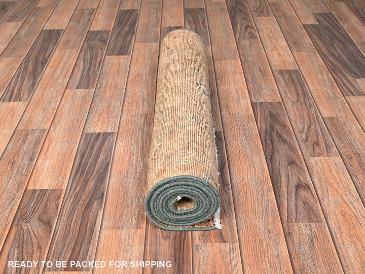 2'5" x 9'7" Vintage Hand Knotted Brown Wool Runner Oriental Rug - MOA1021700