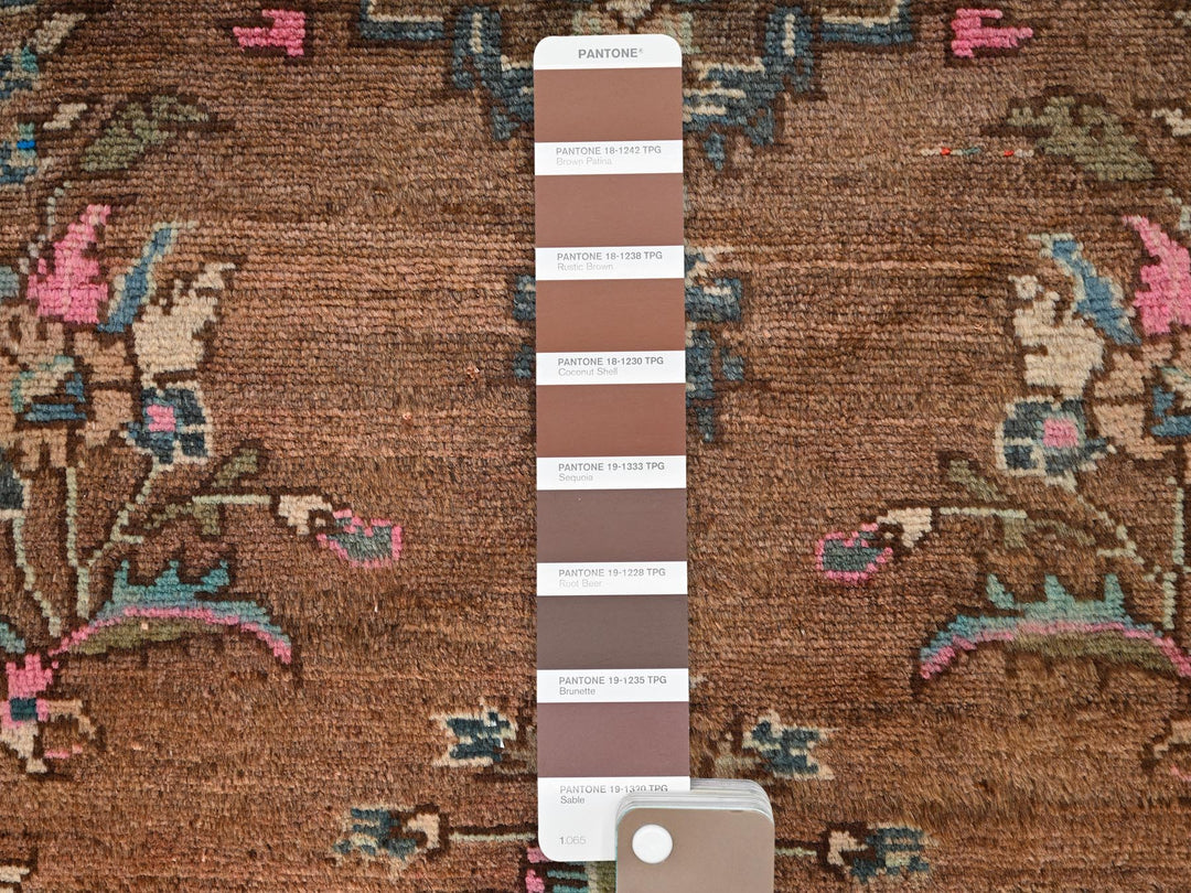 2'9" x 8'6" Vintage Hand Knotted Brown Wool Runner Oriental Rug - MOA1021701