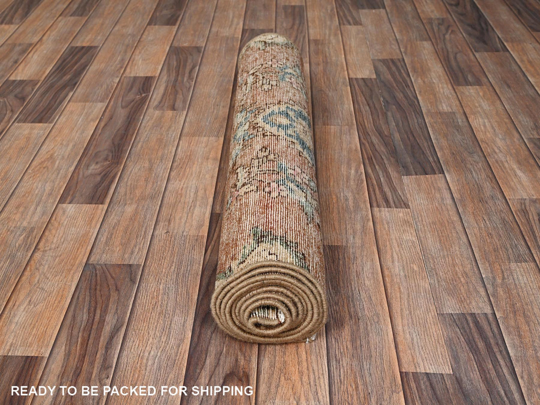 2'9" x 8'6" Vintage Hand Knotted Brown Wool Runner Oriental Rug - MOA1021701