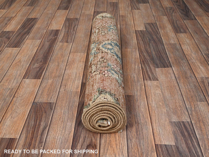 2'9" x 8'6" Vintage Hand Knotted Brown Wool Runner Oriental Rug - MOA1021701