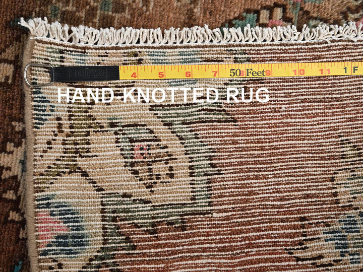 2'9" x 8'6" Vintage Hand Knotted Brown Wool Runner Oriental Rug - MOA1021701