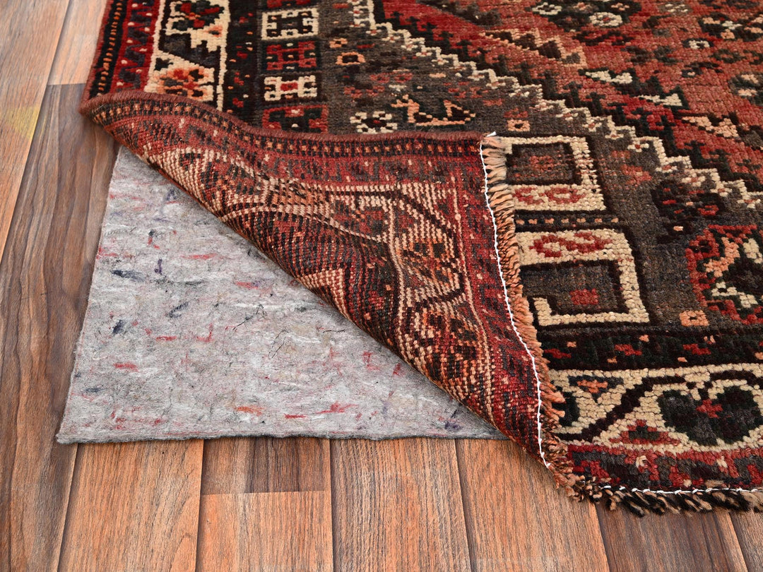 5'3" x 7'7" Vintage Hand Knotted Red Wool Rectangle Oriental Rug - MOA1021703