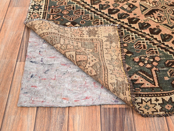 4'0" x 5'5" Vintage Hand Knotted Brown Wool Rectangle Oriental Rug - MOA1021704