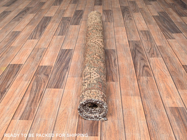 4'0" x 5'5" Vintage Hand Knotted Brown Wool Rectangle Oriental Rug - MOA1021704