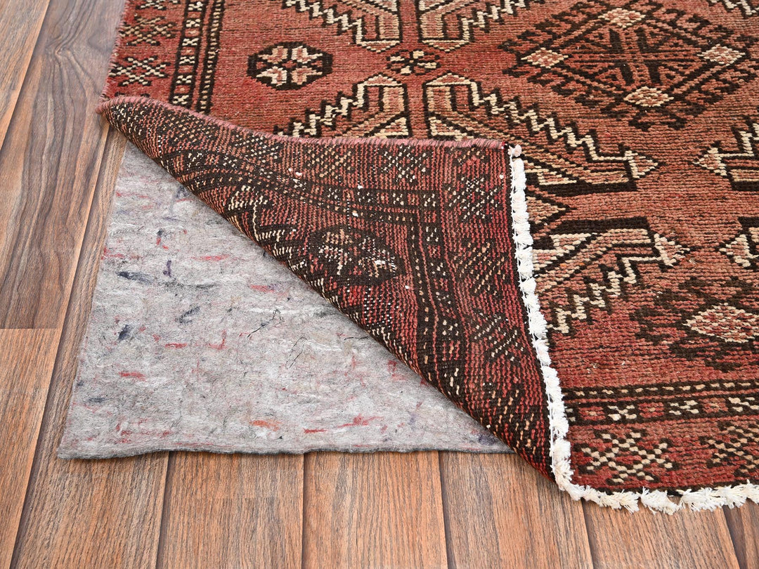 3'7" x 6'1" Vintage Hand Knotted Brown Wool Rectangle Oriental Rug - MOA1021706