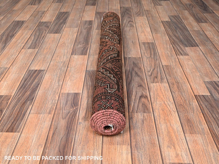 3'7" x 6'1" Vintage Hand Knotted Brown Wool Rectangle Oriental Rug - MOA1021706