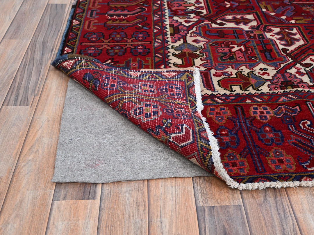 9'8" x 12'7" Vintage Hand Knotted Red Wool Rectangle Oriental Rug - MOA102170
