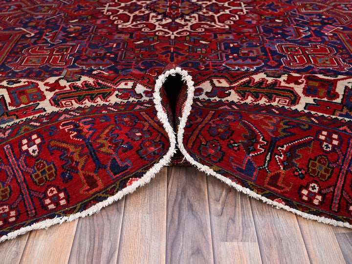 9'8" x 12'7" Vintage Hand Knotted Red Wool Rectangle Oriental Rug - MOA102170