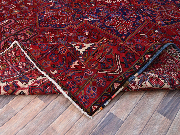 9'8" x 12'7" Vintage Hand Knotted Red Wool Rectangle Oriental Rug - MOA102170