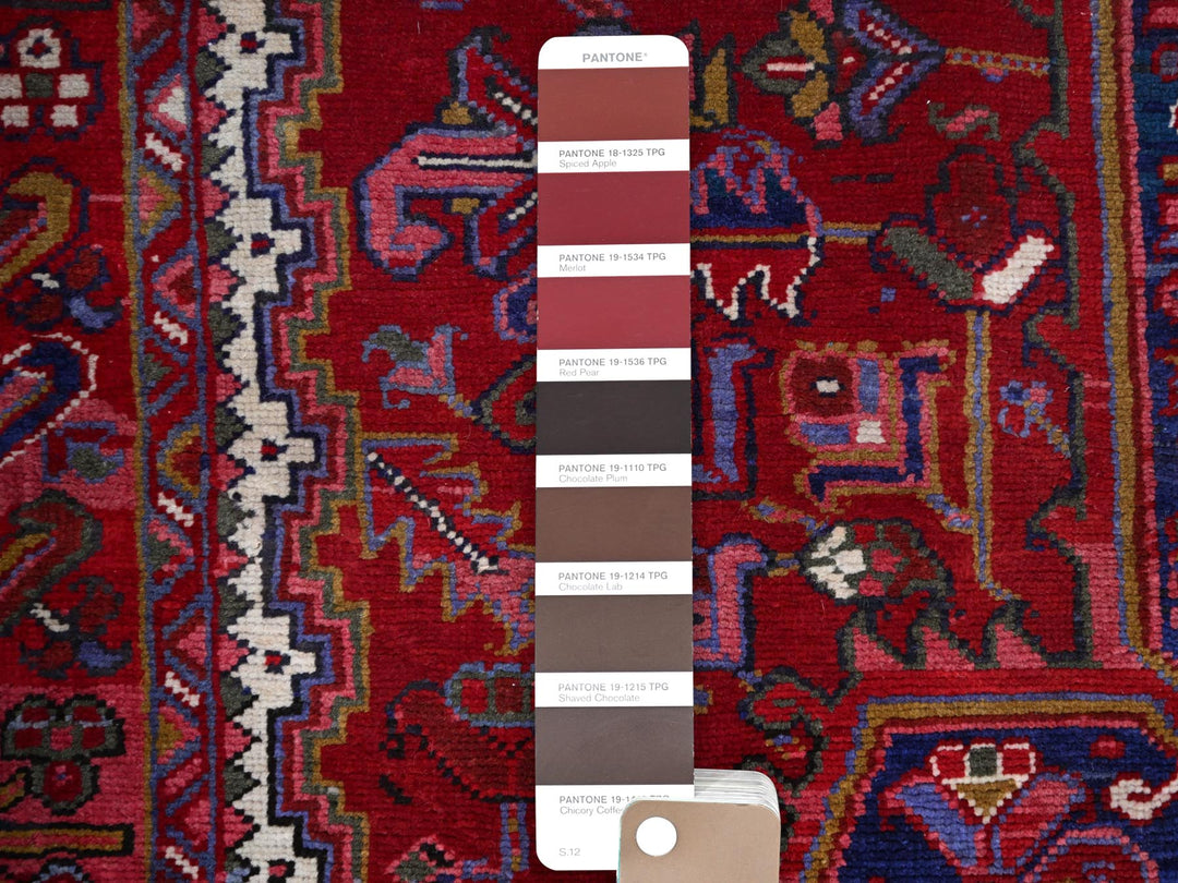 9'8" x 12'7" Vintage Hand Knotted Red Wool Rectangle Oriental Rug - MOA102170