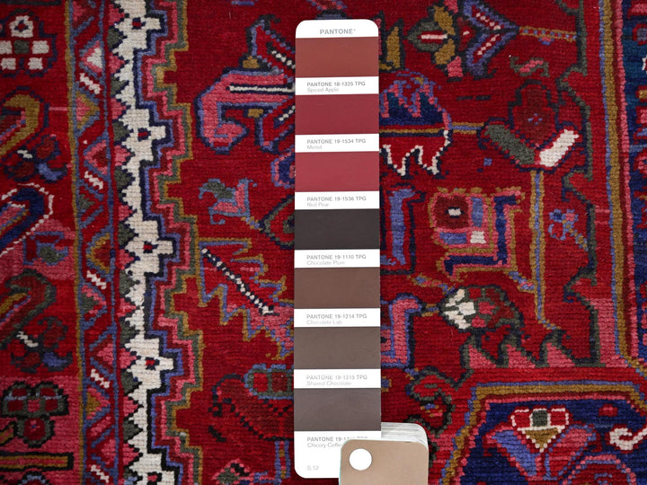 9'8" x 12'7" Vintage Hand Knotted Red Wool Rectangle Oriental Rug - MOA102170