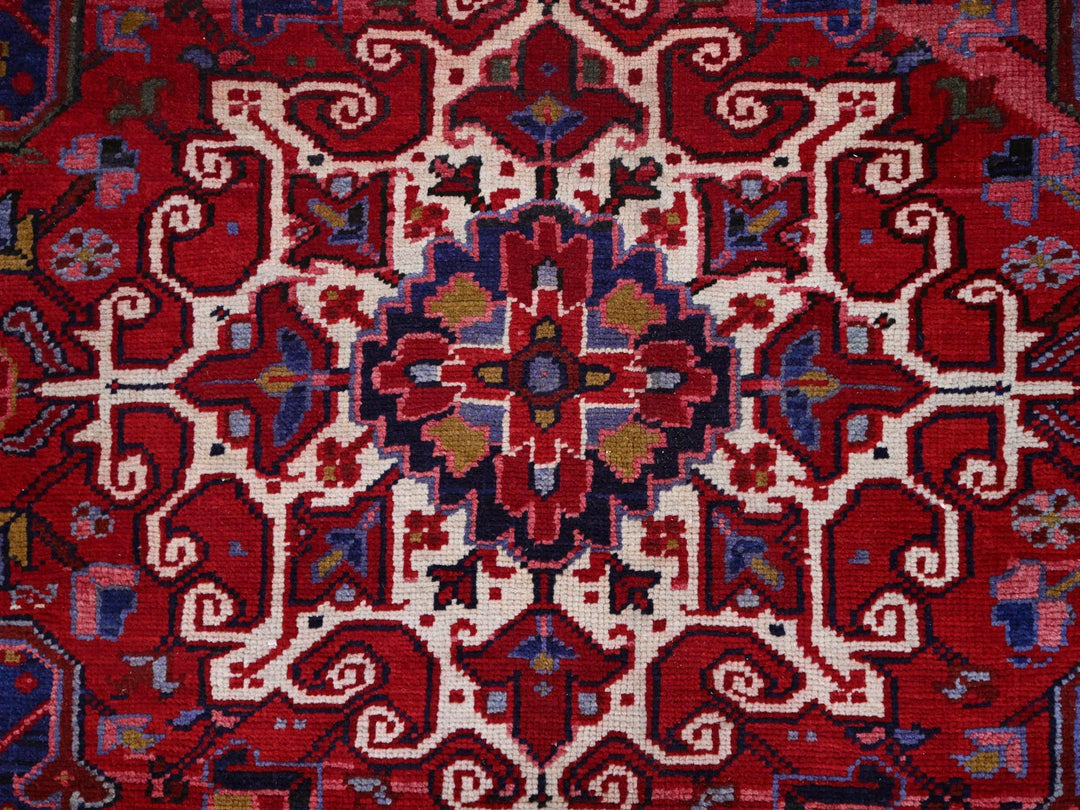 9'8" x 12'7" Vintage Hand Knotted Red Wool Rectangle Oriental Rug - MOA102170