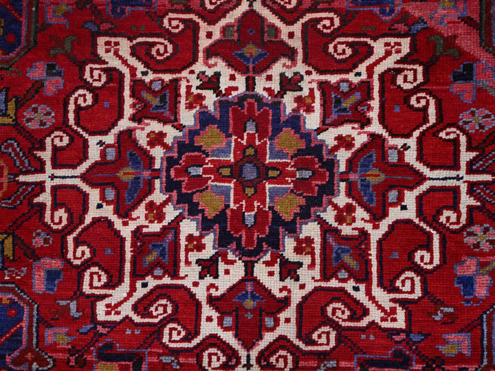 9'8" x 12'7" Vintage Hand Knotted Red Wool Rectangle Oriental Rug - MOA102170