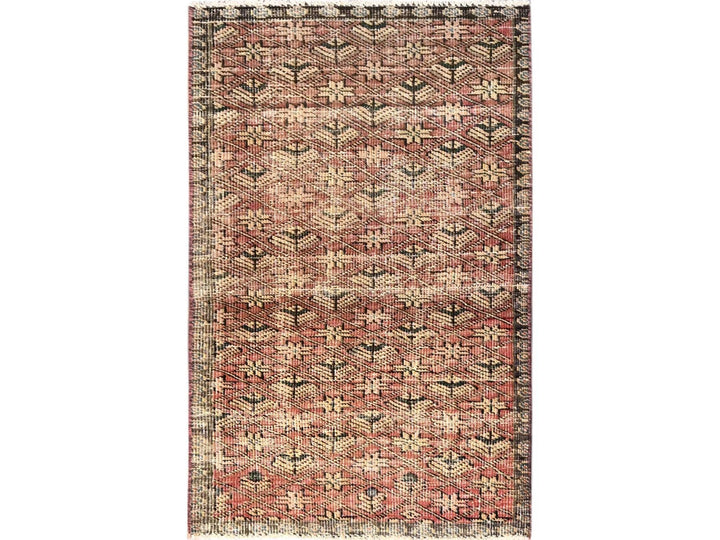 2'9" x 4'6" Vintage Hand Knotted Red Wool Rectangle Oriental Rug - MOA1021711