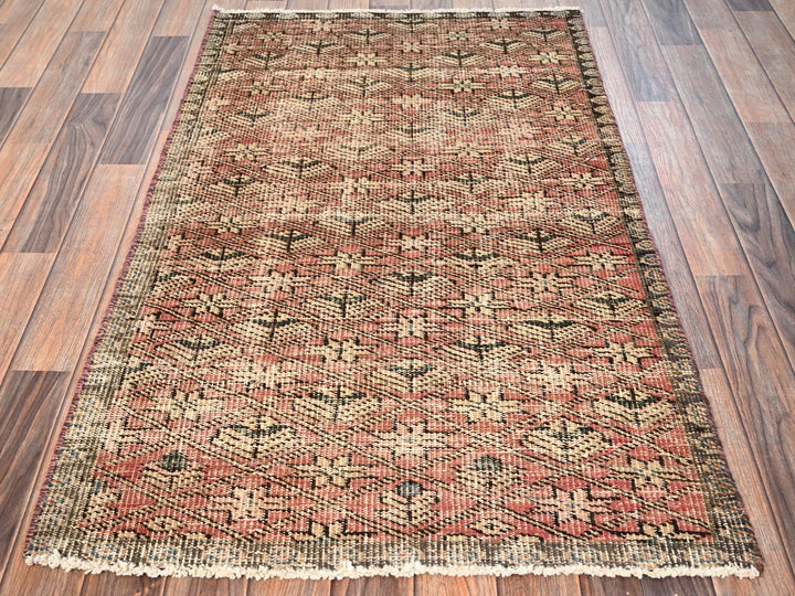2'9" x 4'6" Vintage Hand Knotted Red Wool Rectangle Oriental Rug - MOA1021711