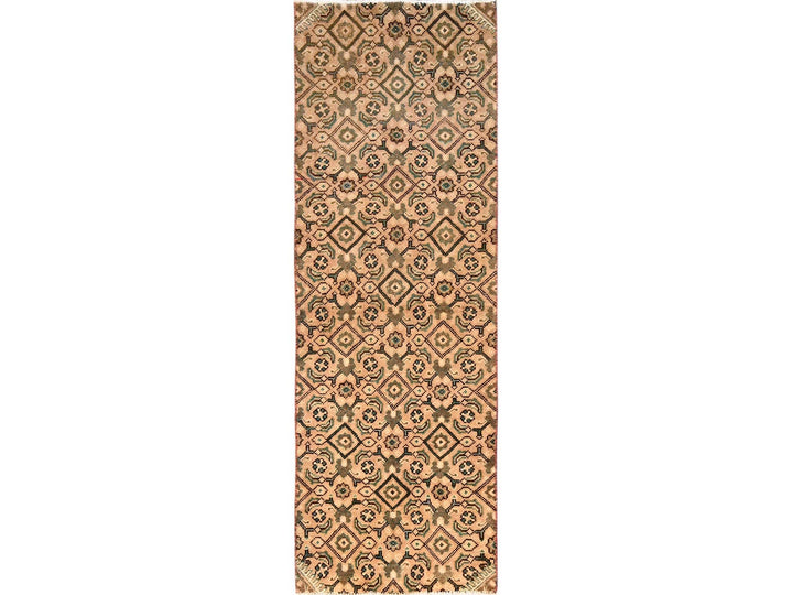 2'5" x 7'6" Vintage Hand Knotted Brown Wool Runner Oriental Rug - MOA1021714