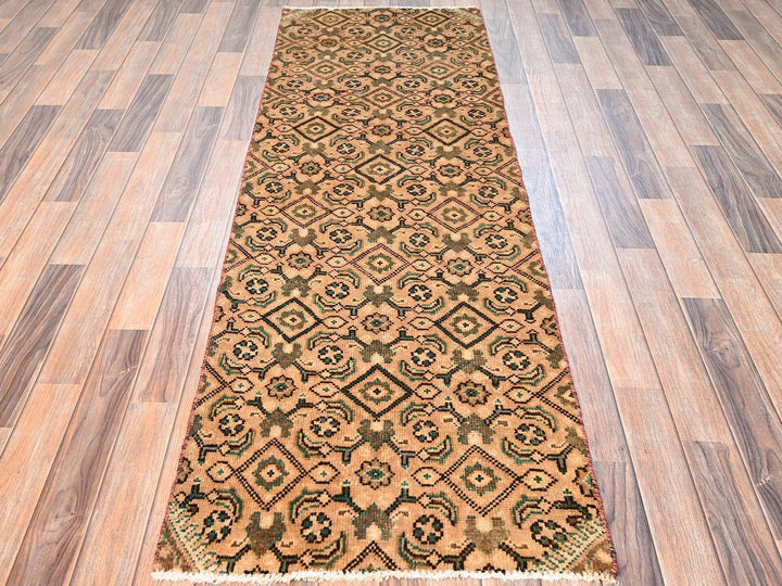 2'5" x 7'6" Vintage Hand Knotted Brown Wool Runner Oriental Rug - MOA1021714