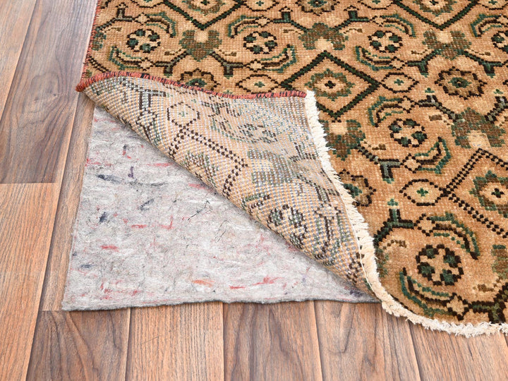 2'5" x 7'6" Vintage Hand Knotted Brown Wool Runner Oriental Rug - MOA1021714